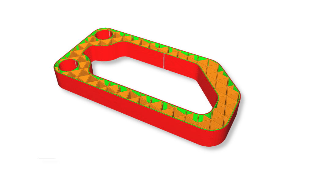 this is a illustration a Triangle pattern infill in a 3d print part with 20% density.